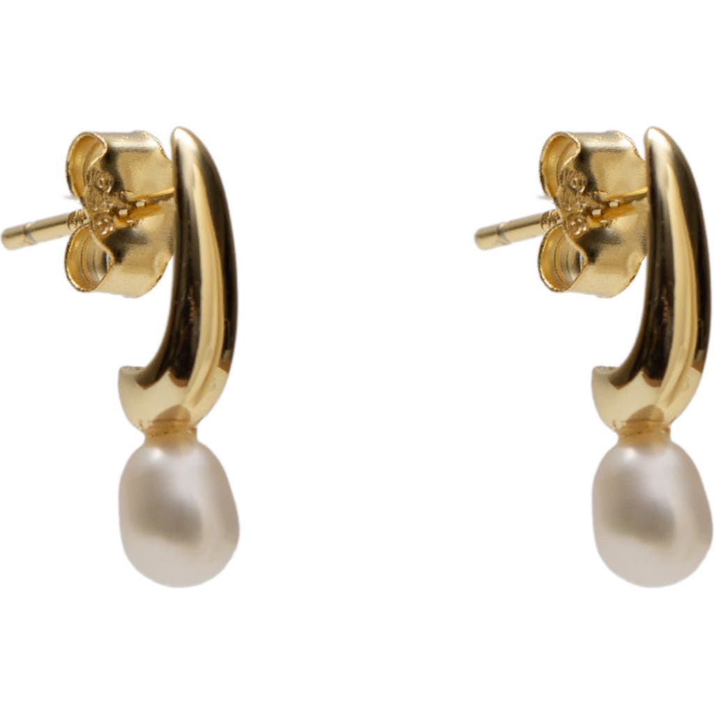 Argento Vivo Liquid Drop Faux Pearl Hoop Earrings In Gold