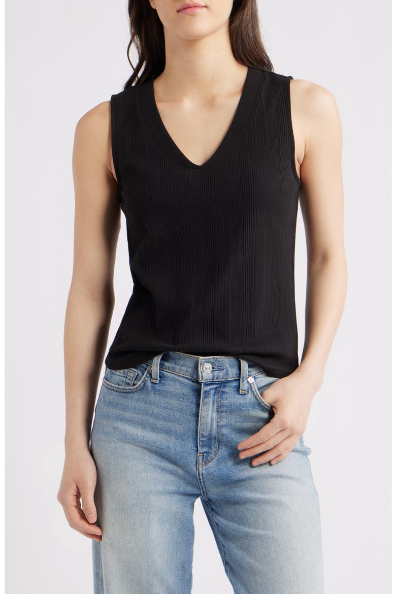 V-Neck Rib Tank, Main, color, BLACK