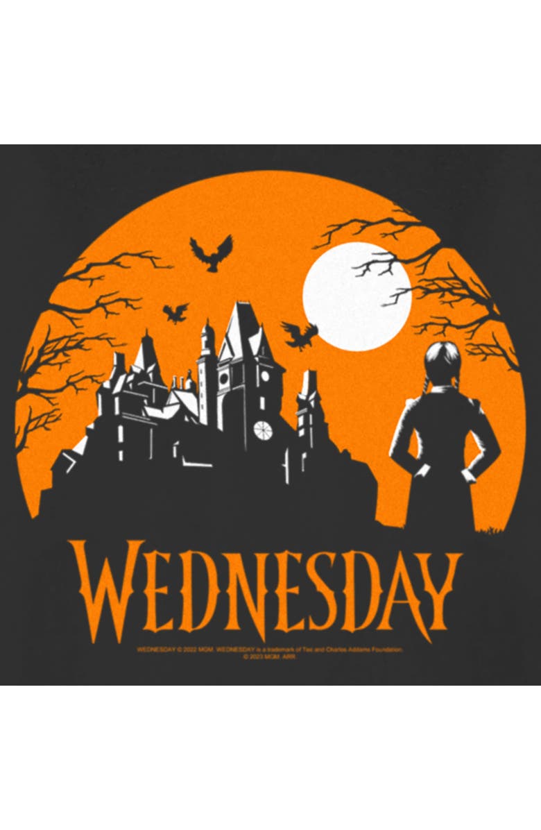 WEDNESDAY Women's Wednesday Halloween Haunted House Graphic T-Shirt, Alternate, color, Black
