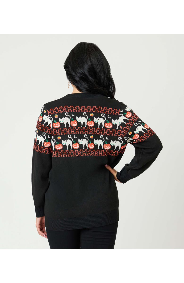 Unique Vintage Printed Knit Long Cardigan, Alternate, color, Black