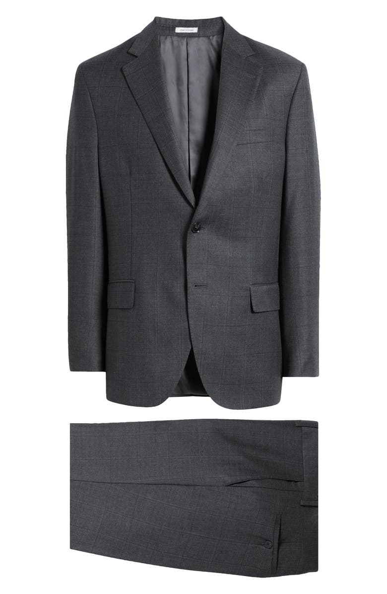 Peter Millar Hartford Classic Fit Black Glen Plaid Wool Suit, Alternate, color, Charcoal