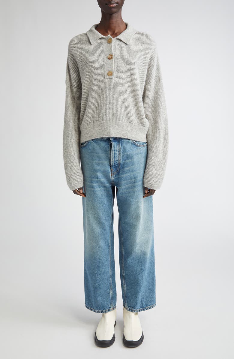 Haikure Vicky Alpaca & Wool Blend Rib Polo, Alternate, color, Pearl