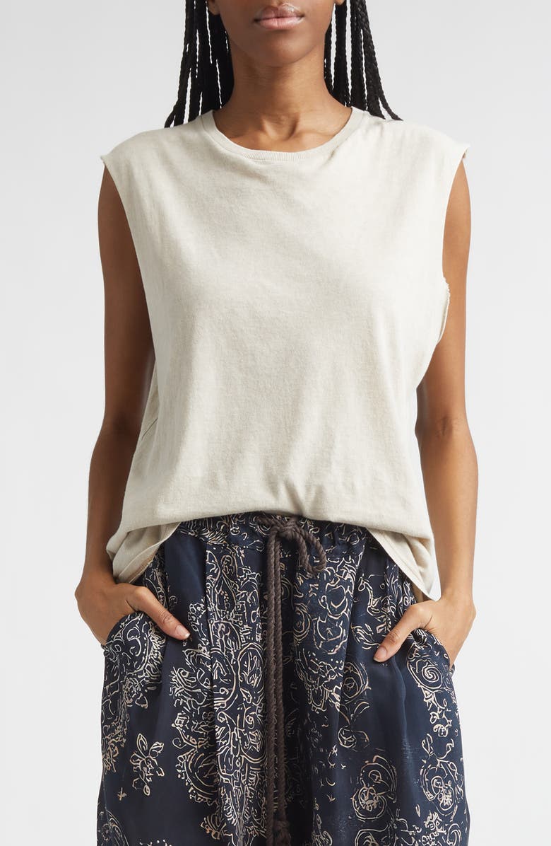 R13 Cotton & Cashmere Boy Tank, Main, color, Khaki Acid Stone