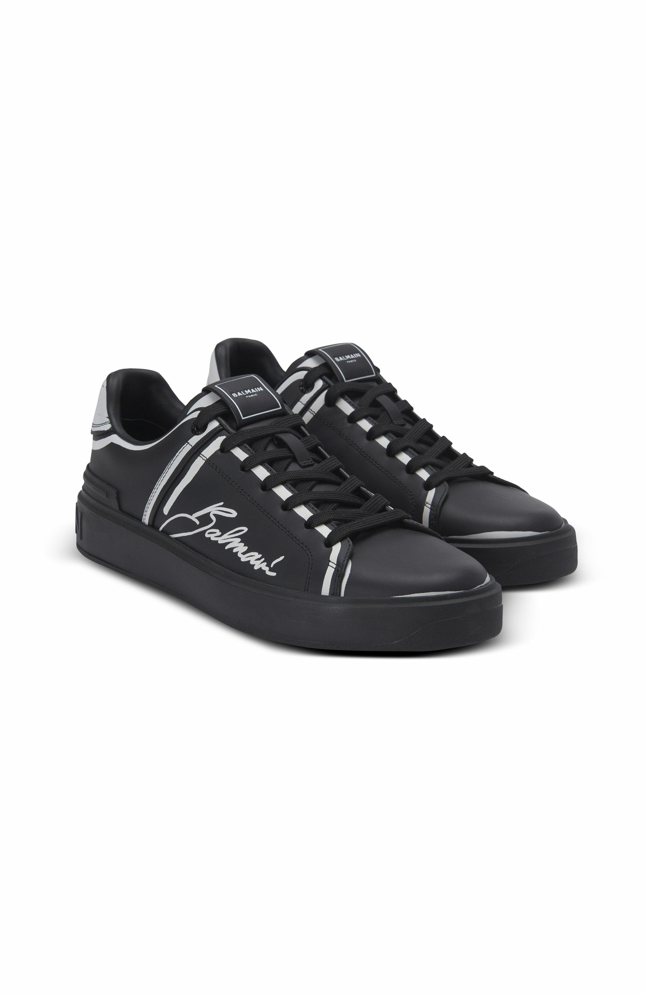 Balmain B-Court Printed Calfskin Trainers, Alternate, color, 