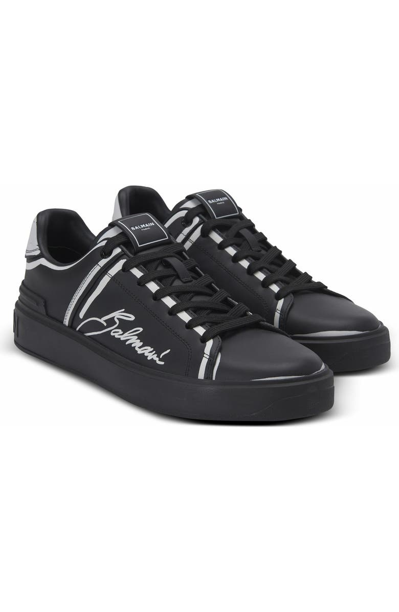 Balmain B-Court Printed Calfskin Trainers, Alternate, color,