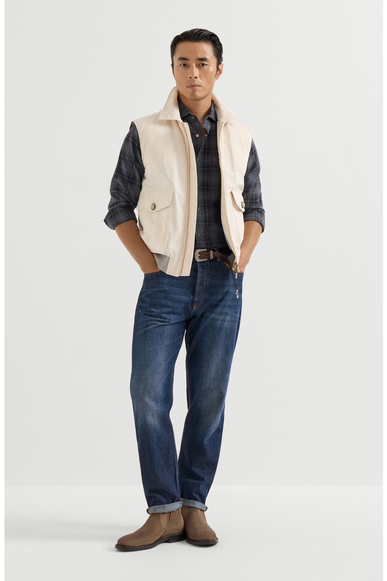Lightweight old denim iconic fit five-pocket trousers, Alternate, color, Dark Denim