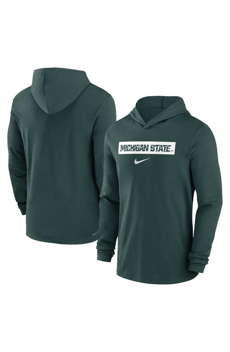 Nike Men's Nike Green Michigan State Spartans 2024 Sideline Hoodie Performance Long Sleeve T-Shirt, Main, color, Green