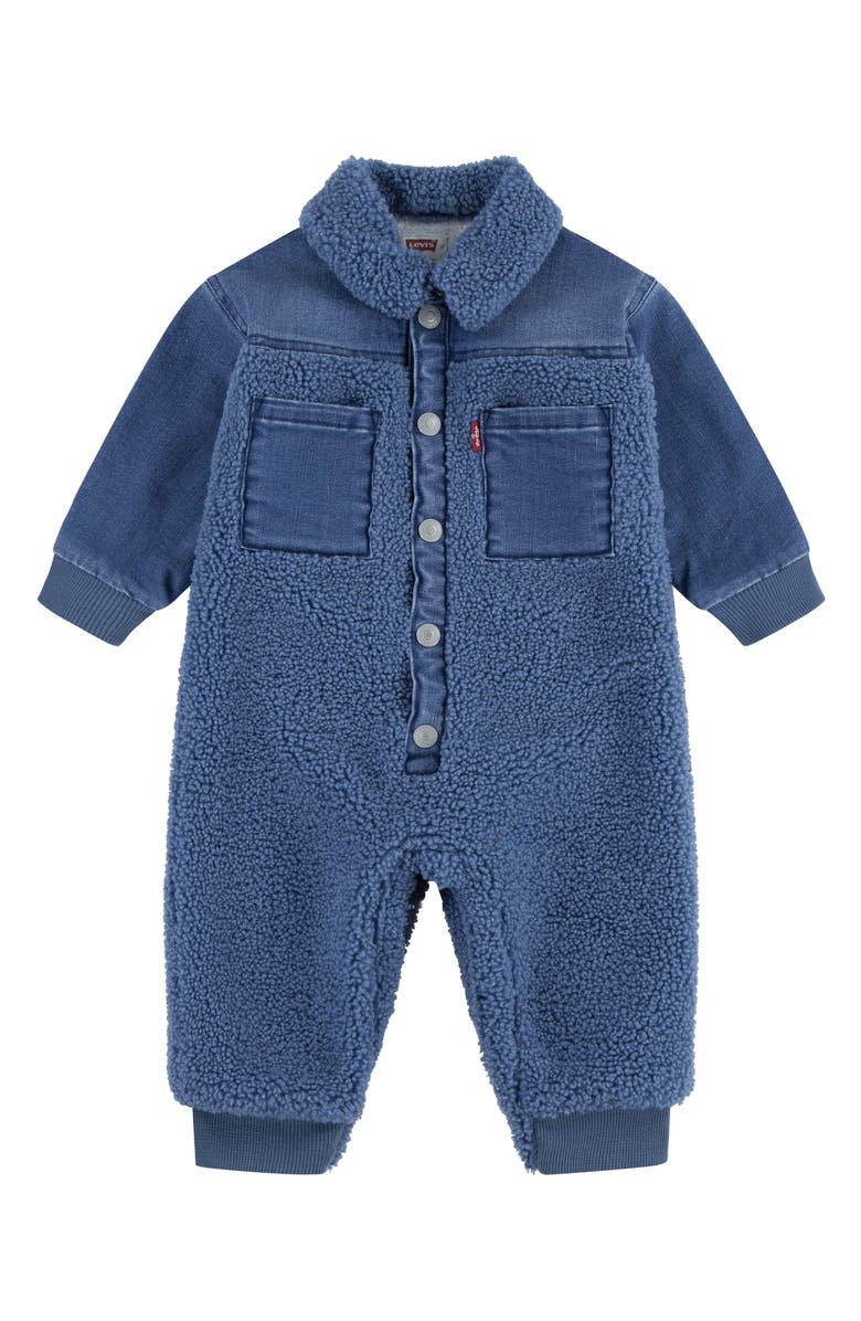Levi's Denim & Fleece Romper, Main, color, Blue Horizon