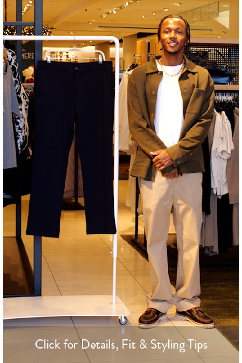 Slim Tailored Fit Flat Front Soft Touch Knit Dress Pants video