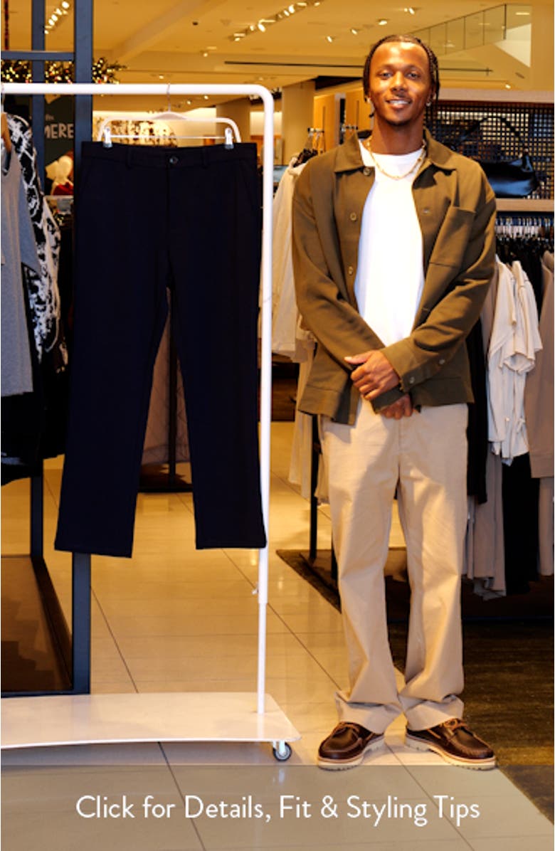 Slim Tailored Fit Flat Front Soft Touch Knit Dress Pants, sales video thumbnail