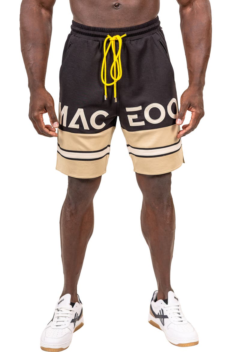 Marthyr Logo Graphic Shorts, Main, color, BLACK