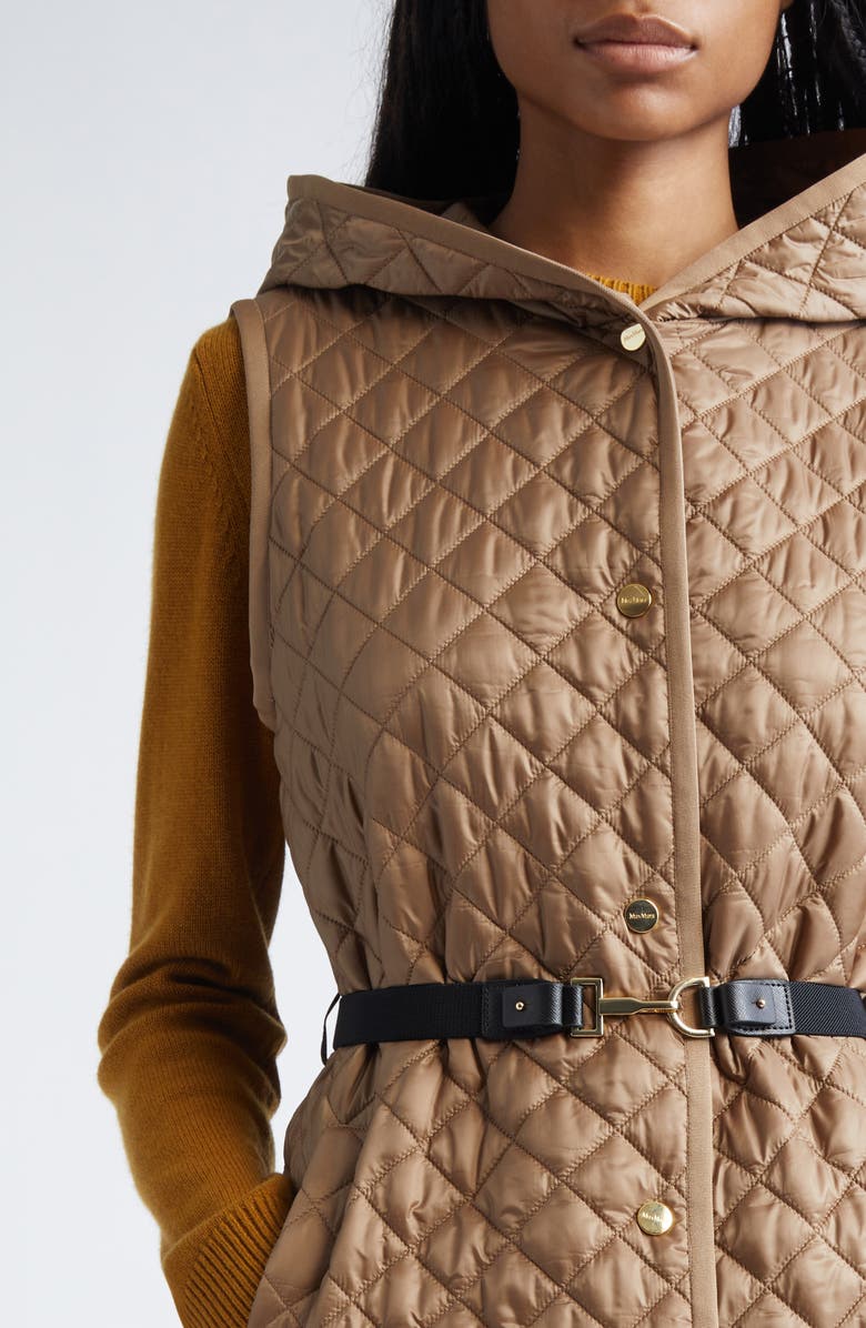 Max Mara Camille Sleeveless Hooded Puffer Coat, Alternate, color, Hazelnut Brown