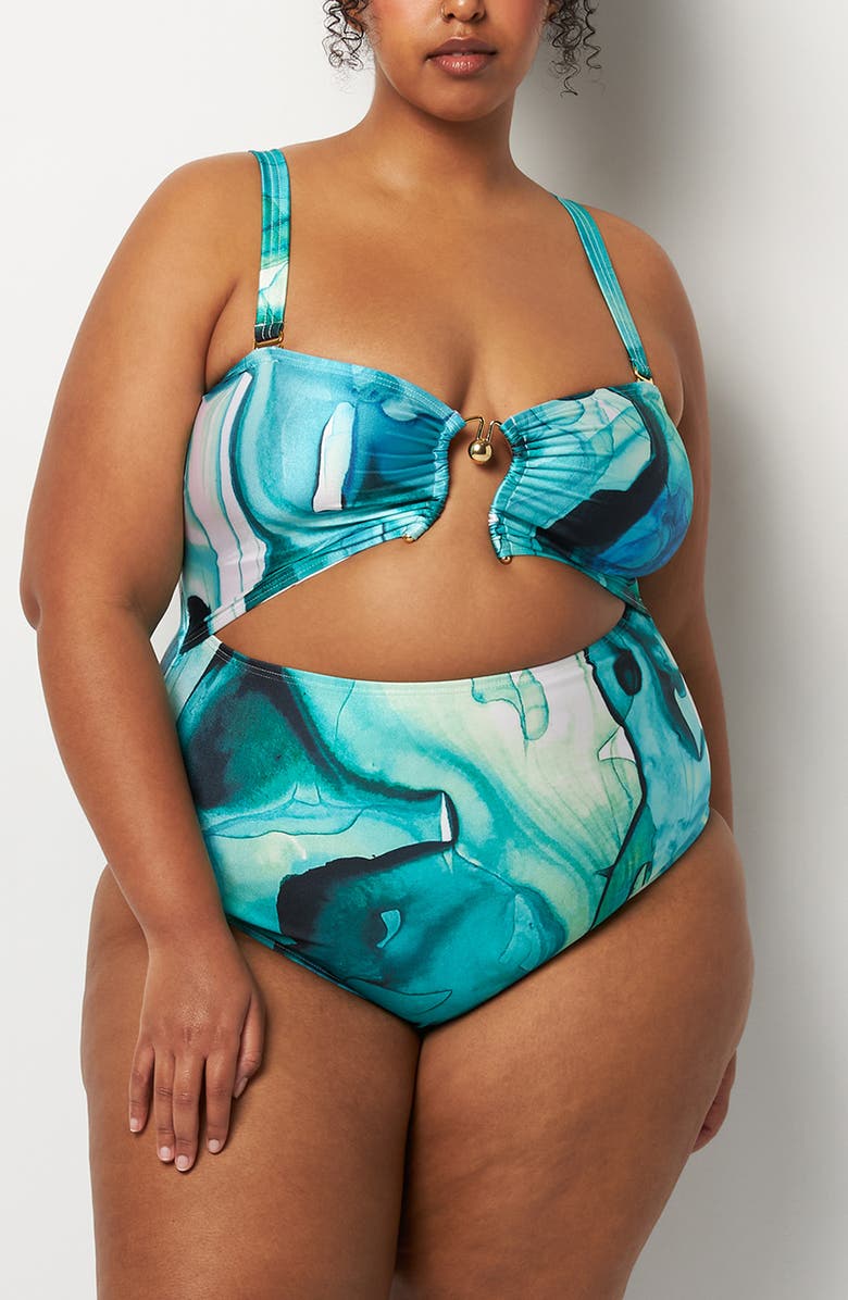 Villa Fresca Isla Cutout One-Piece Swimsuit, Alternate, color, 