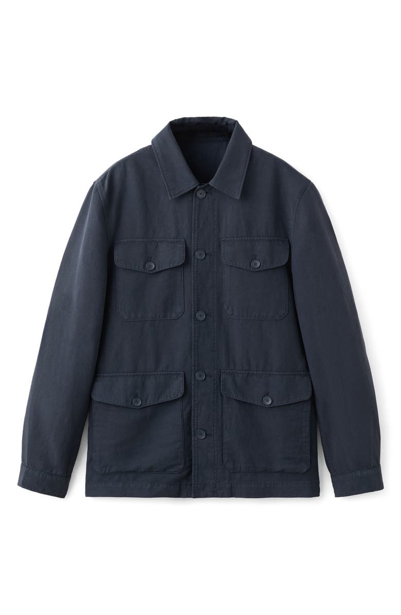 MANGO Button Front Chore Jacket, Alternate, color, Navy