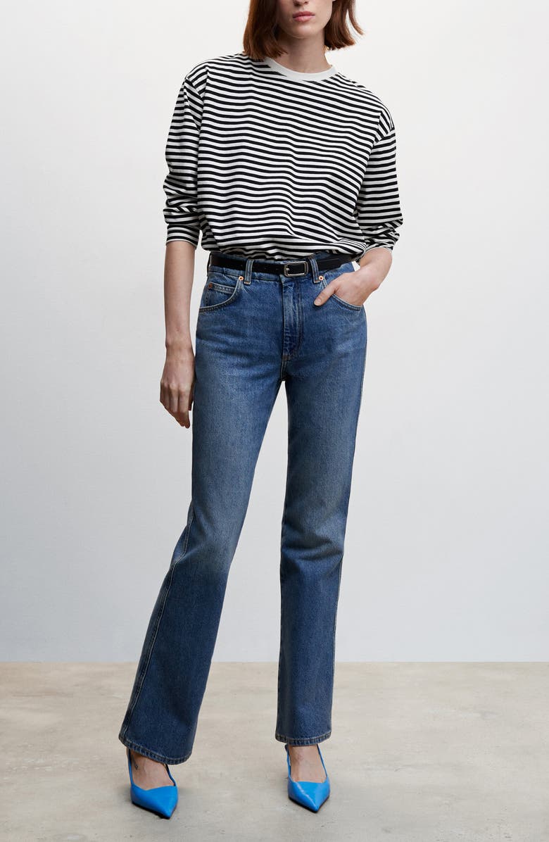 MANGO Stripe Long Sleeve Cotton T-Shirt, Alternate, color,