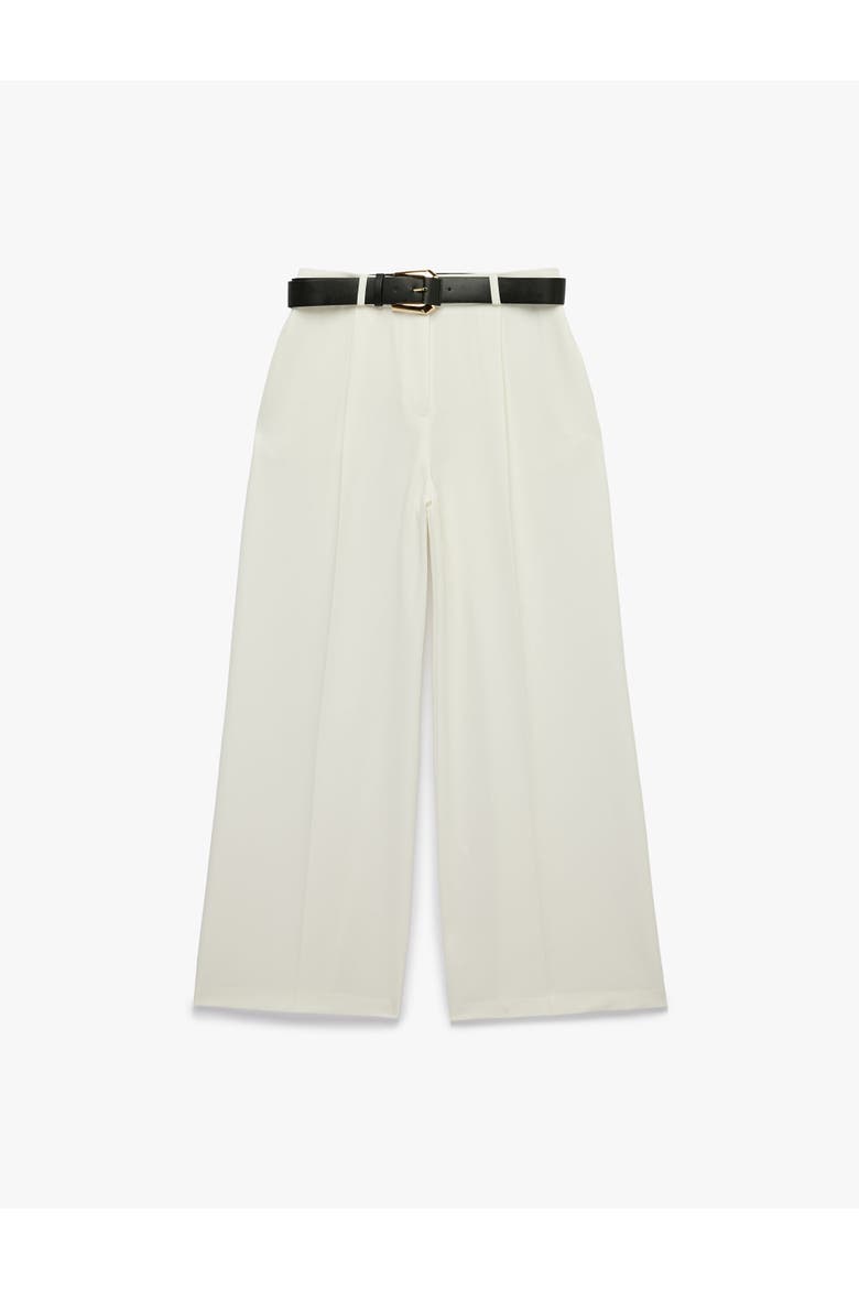 Wide Leg Trousers with Belt, Alternate, color, OFF WHITE