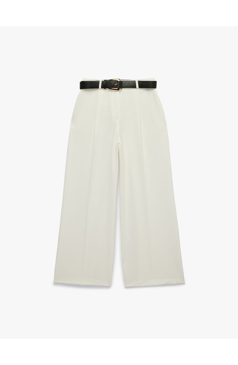Koton Wide Leg Trousers with Belt, Alternate, color, Off White