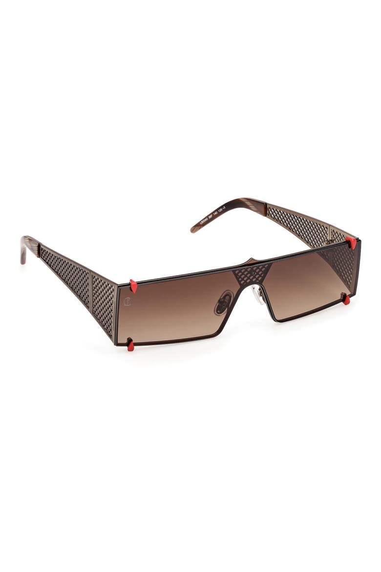 140mm Oversize Shield Sunglasses, Alternate, color, BRONZE / HORN BROWN EFFECT