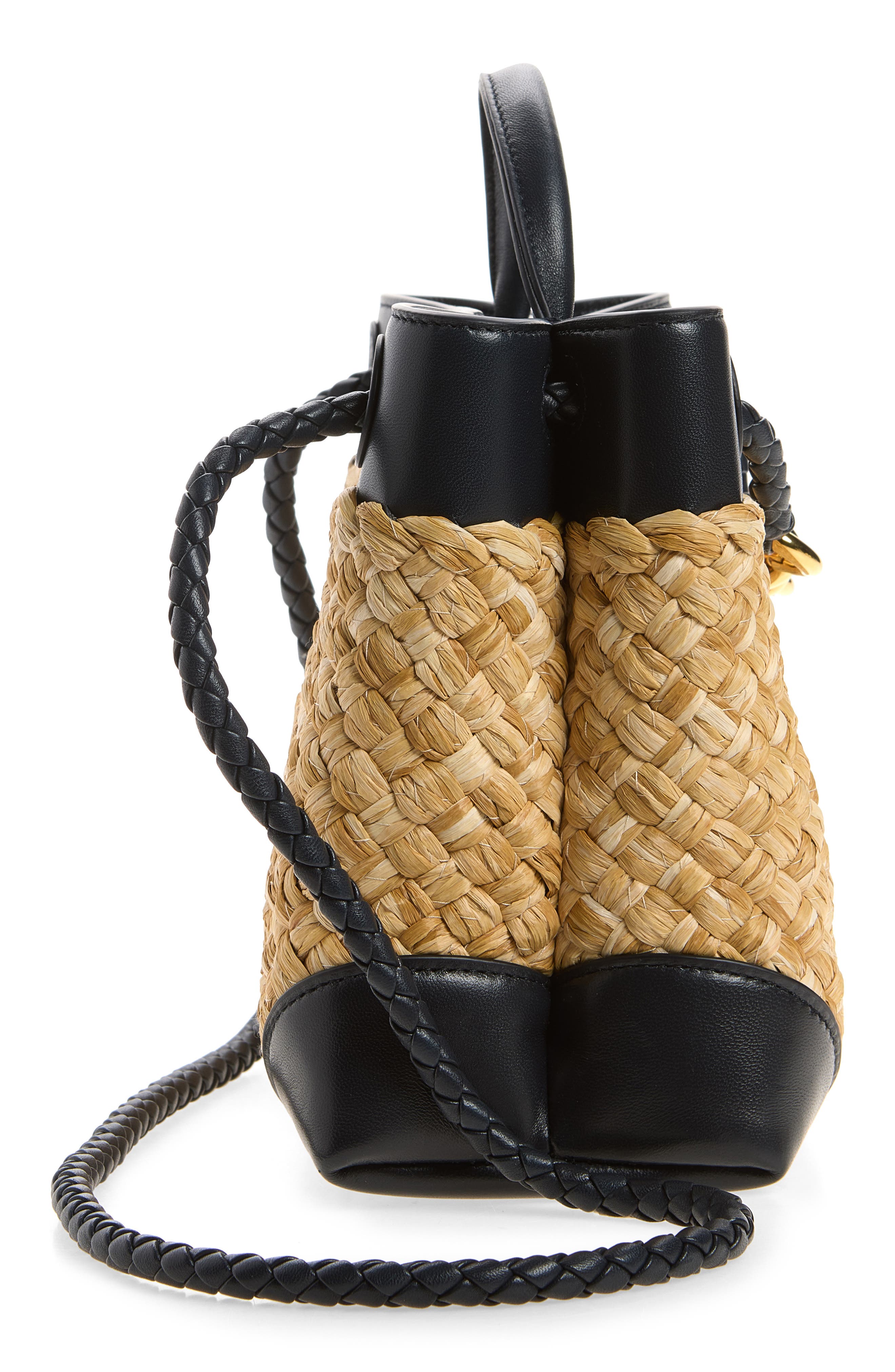 Small Andiamo Intrecciato Raffia Crossbody Bag, Alternate, color, 9968 NATURAL/ MIDN-M BRASS