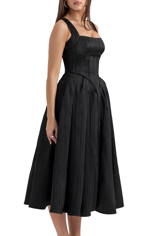 House Of Cb Isabeau Voluminous Fit & Flare Midi Dress In Black