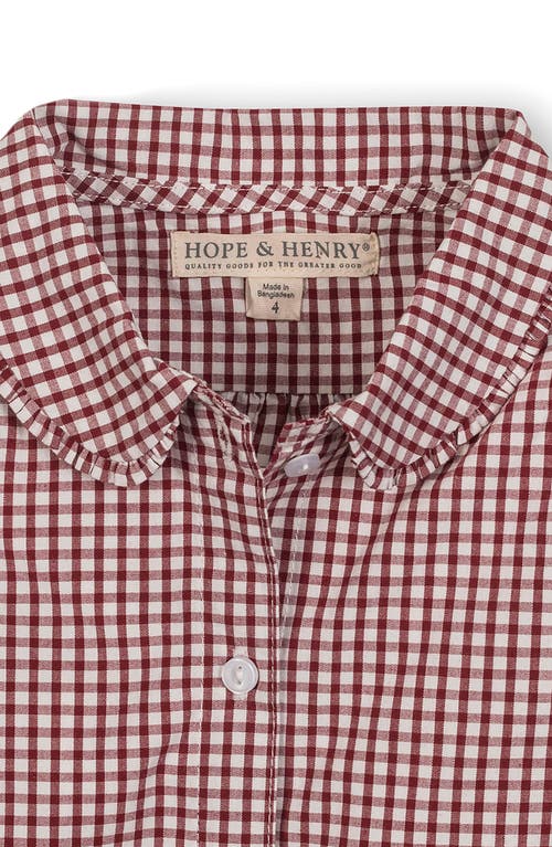 Hope & Henry Kids' Organic Button Down Peter Pan Collar Top In Pink