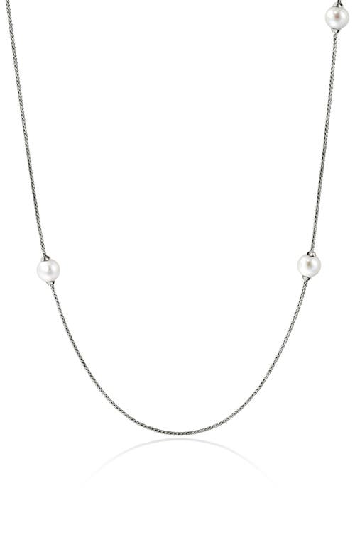 John Hardy JH Essentials Freshwater Pearl Station Necklace in Silver/pearl 