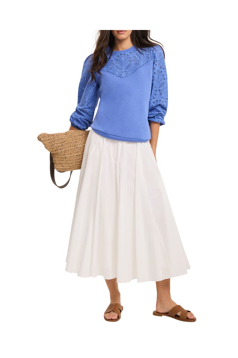 Cotton Blend Broderie Sweatshirt, Main, color, Blue