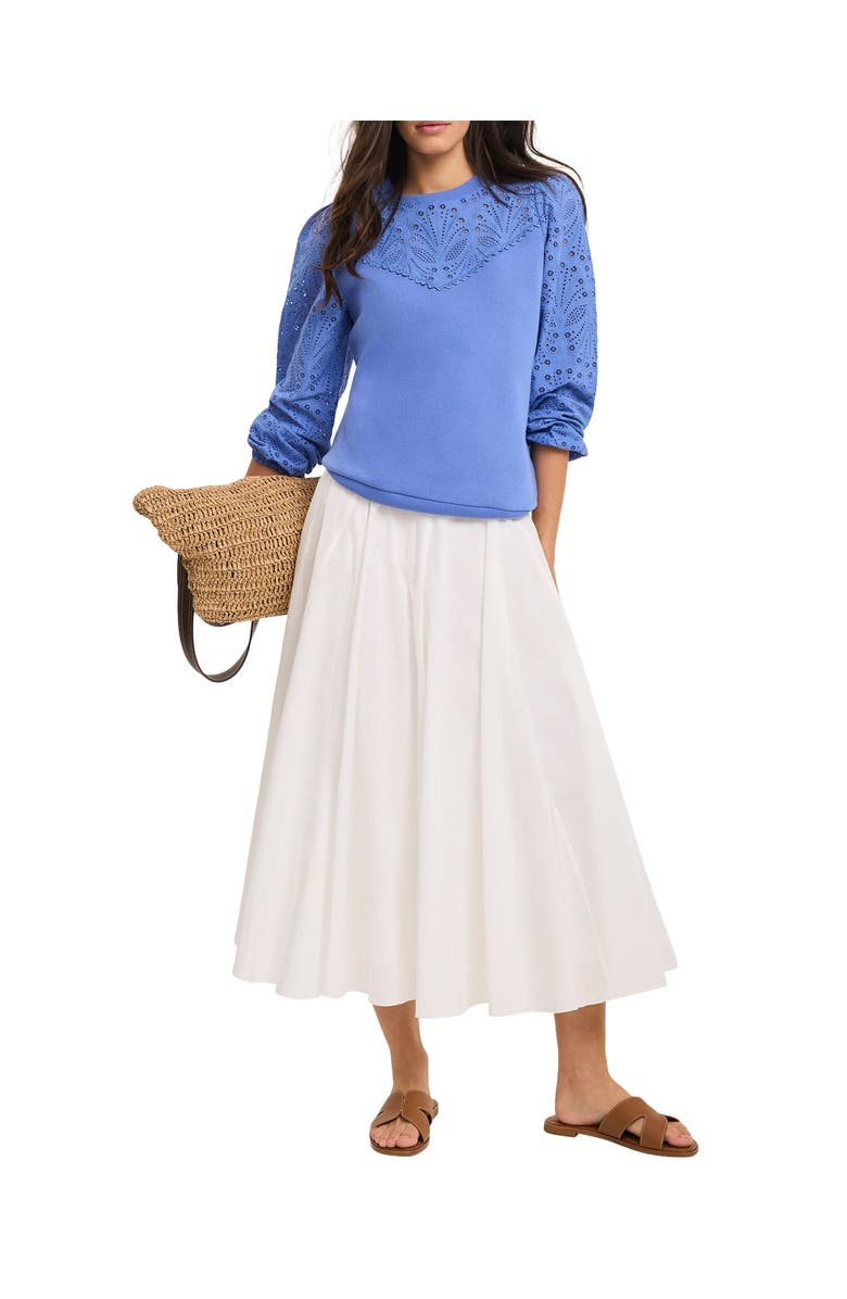 MINT VELVET Cotton Blend Broderie Sweatshirt, Main, color, Blue