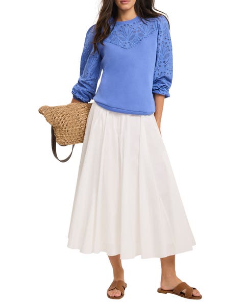 Cotton Blend Broderie Sweatshirt