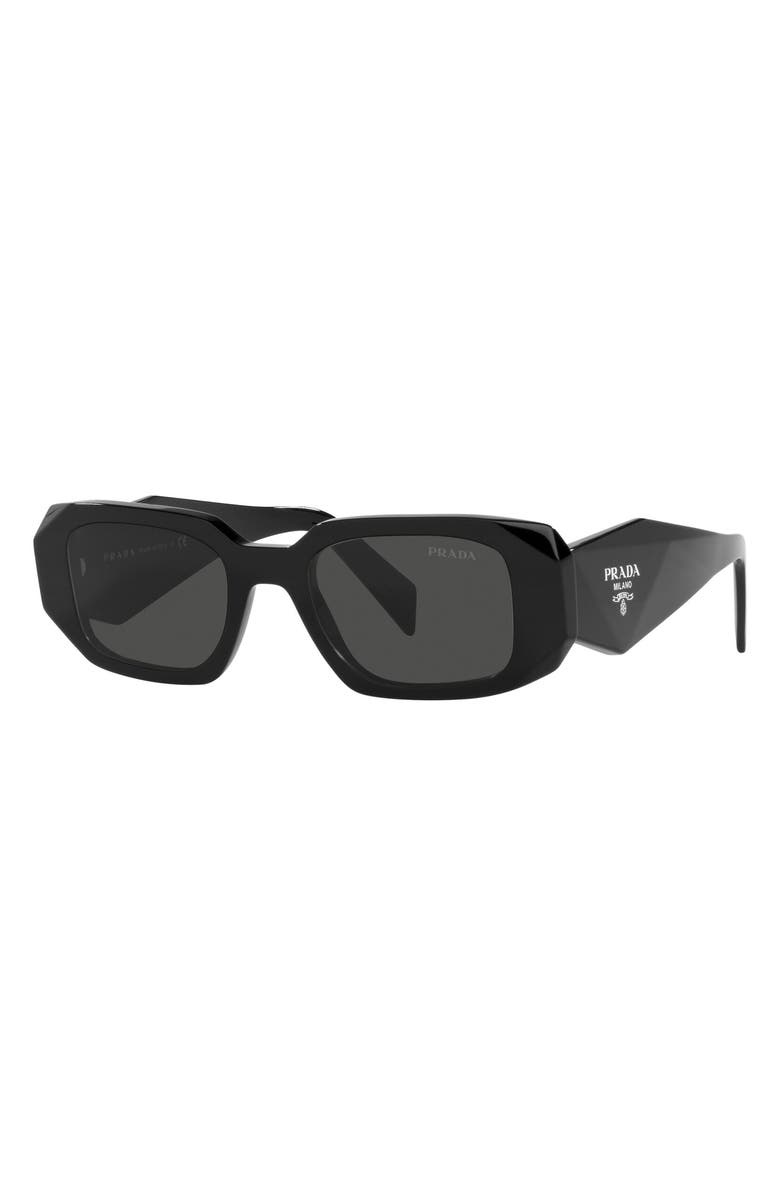 Prada Runway 49mm Rectangular Sunglasses, Alternate, color, Black/ Dark Grey
