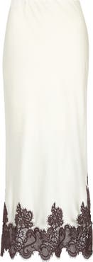 KITTENISH Lace Detail Matte Satin Maxi Skirt