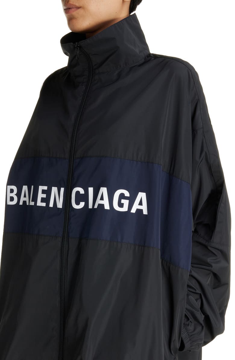 Balenciaga Logo Zip-Up Oversize Jacket, Alternate, color, 