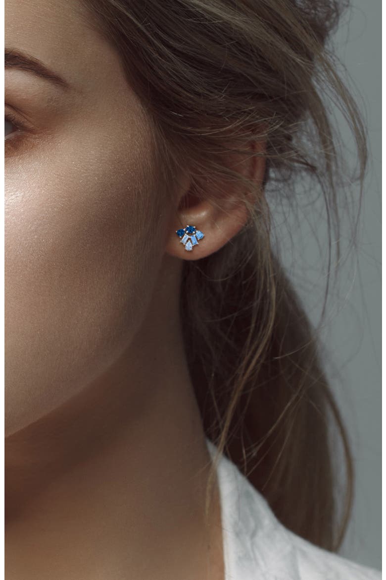Mixed Blue Topaz Stud Earrings, Alternate, color, BLUE