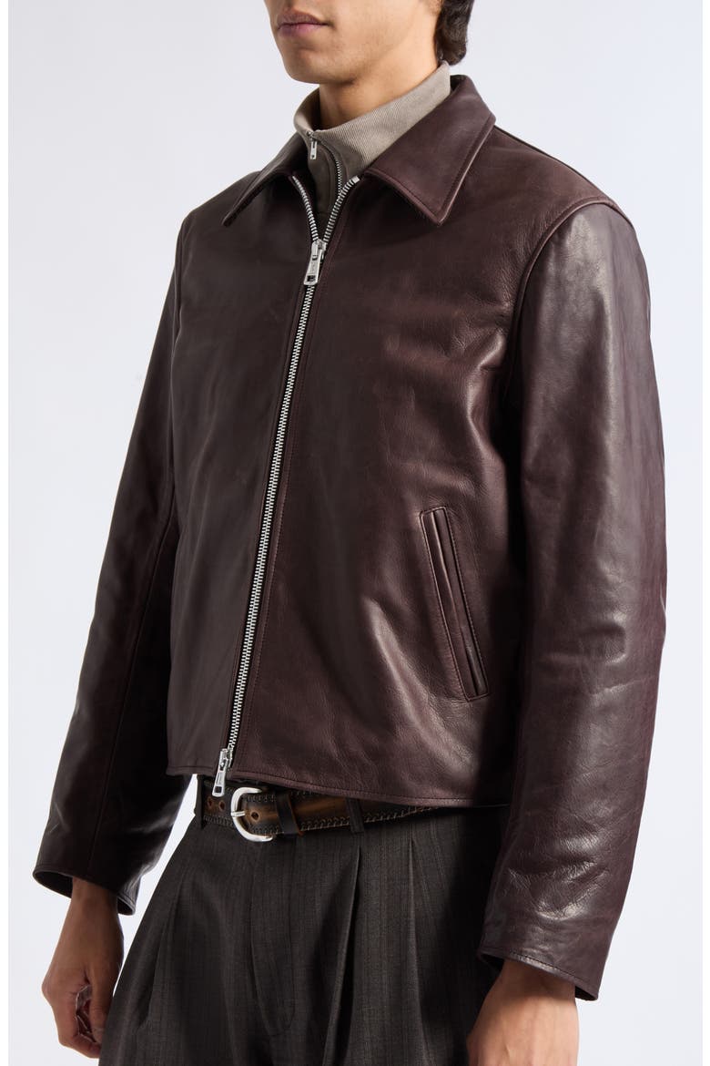 Mini Leather Jacket, Alternate, color, MATTED BROWN