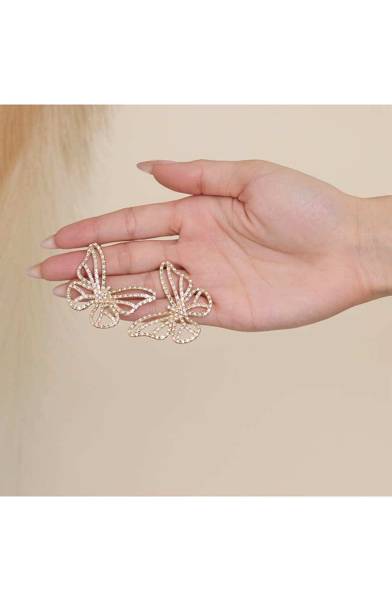 Jessica Simpson Textured Butterfly Gold-Tone Stud Earrings, Alternate, color, Gold