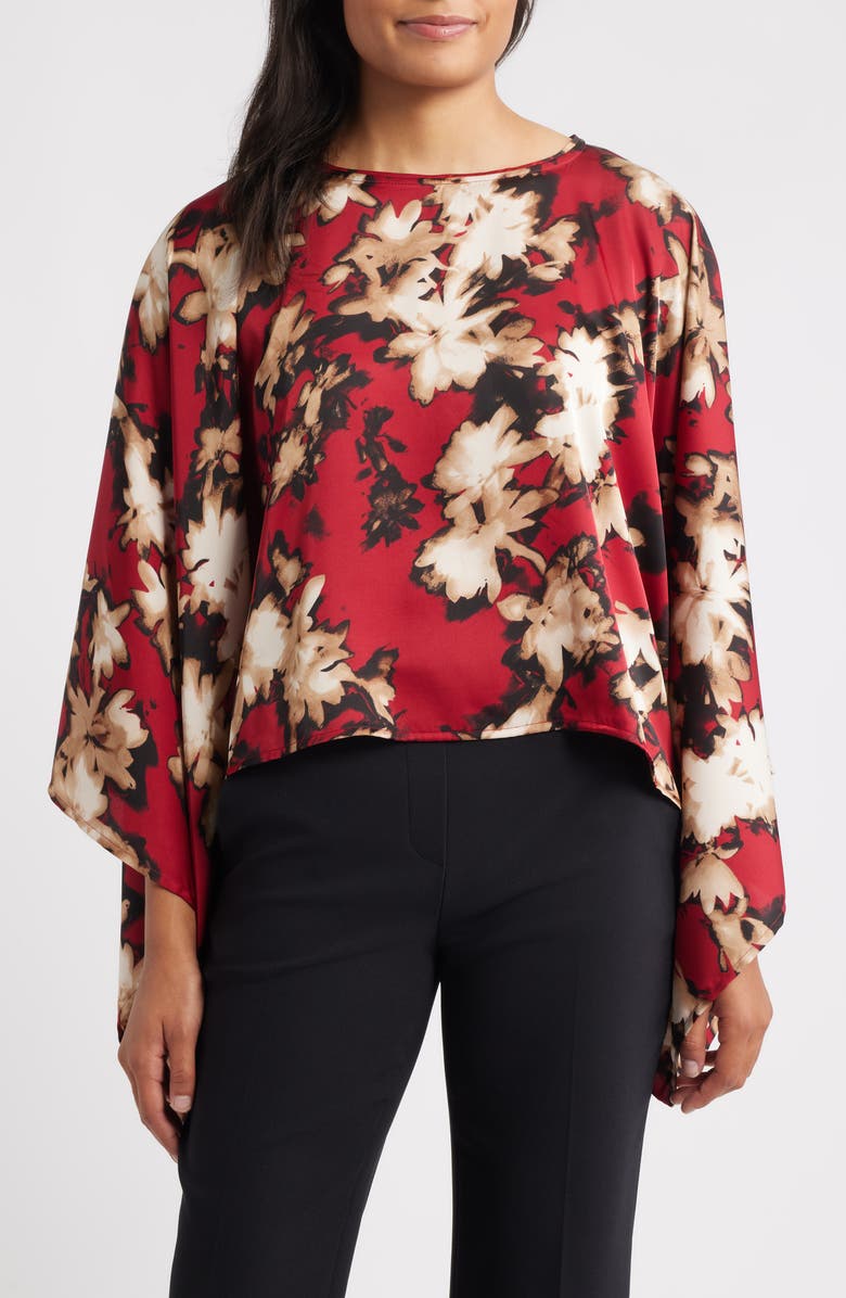 Anne Klein Floral Angel Sleeve Top, Main, color, 