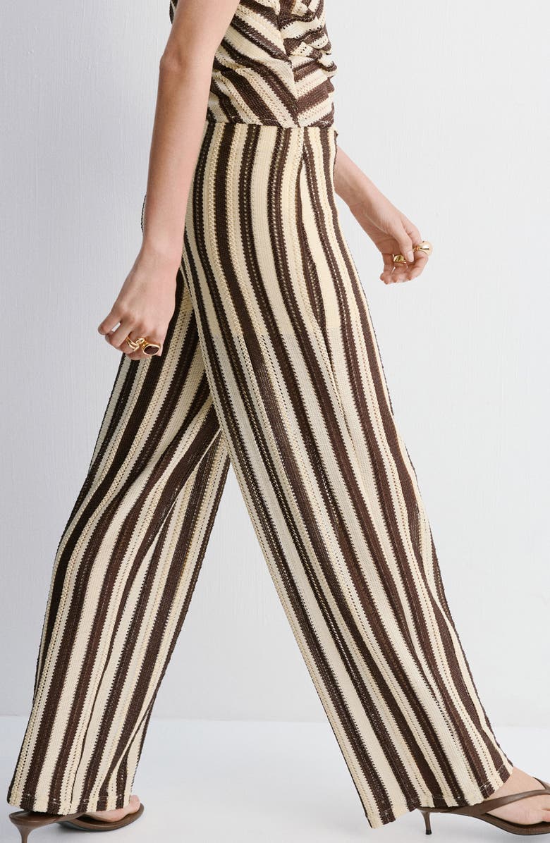 MANGO Stripe Open Stitch Knit Pants, Alternate, color,