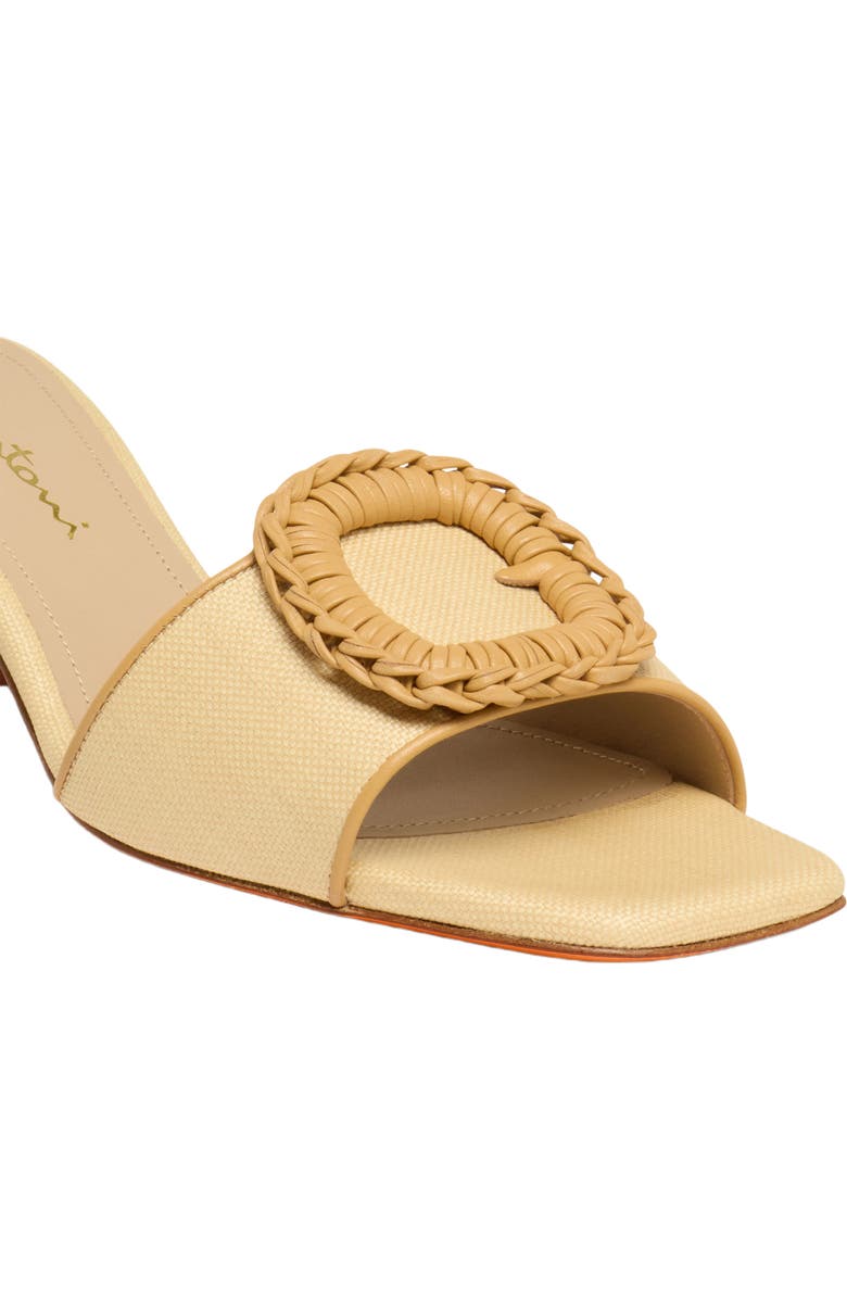 Santoni Women's raffia mid-heel sandal, Alternate, color, Natural