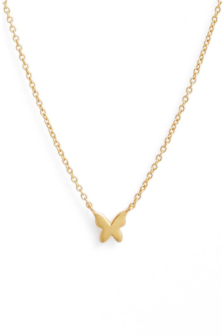 Mini Butterfly Pendant Necklace, Main, color, GOLD