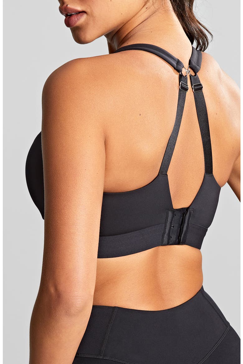 Endurance Underwire V-Neck Unlined Sports Bra, Alternate, color, BLACK