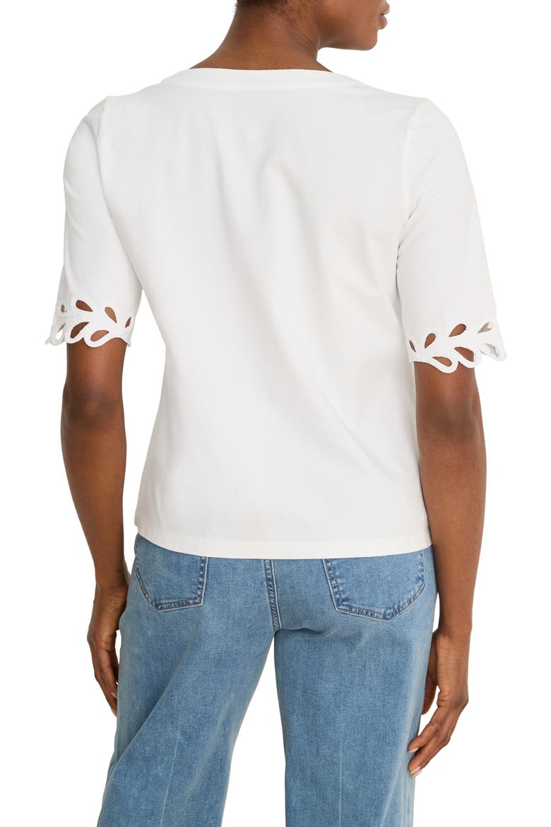 Rococo Soutache Embroidered Trim Top, Alternate, color, PAPER WHITE