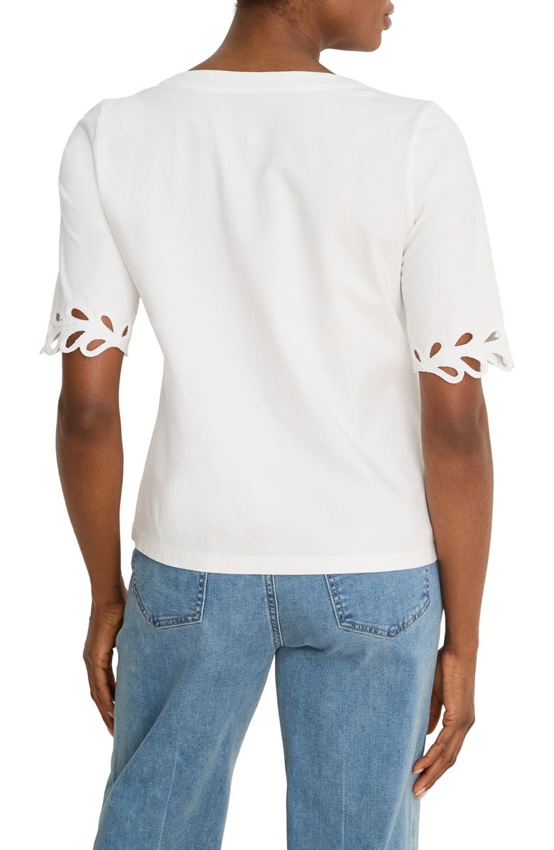 NIC+ZOE Rococo Soutache Embroidered Trim Top, Alternate, color, Paper White