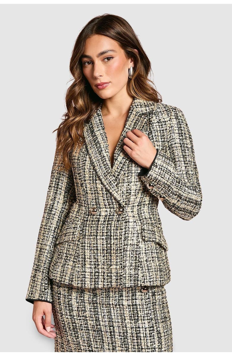 Coast Sequin Tweed Fitted Blazer, Main, color, Mono