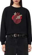 AllSaints Andrea Pippa Embellished Beaded Heart Sweatshirt