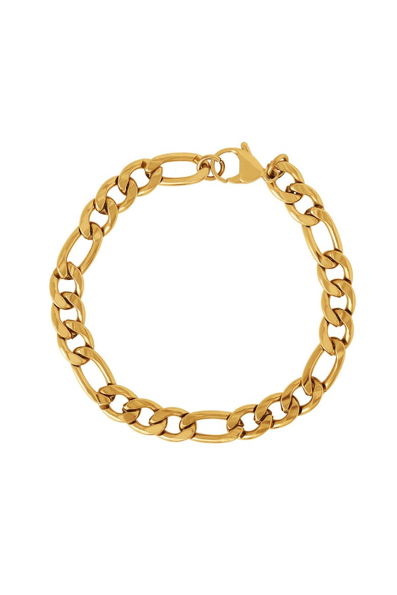 Figaro Chain Bracelet, 8.5'' Chain, Main, color, Gold