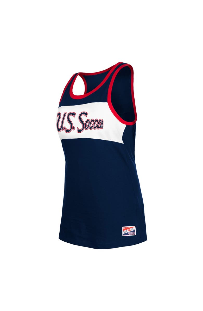 5TH AND OCEAN BY NEW ERA Women's 5th & Ocean by New Era Navy USWNT Throwback Jersey Racer Tank Top, Alternate, color, Navy