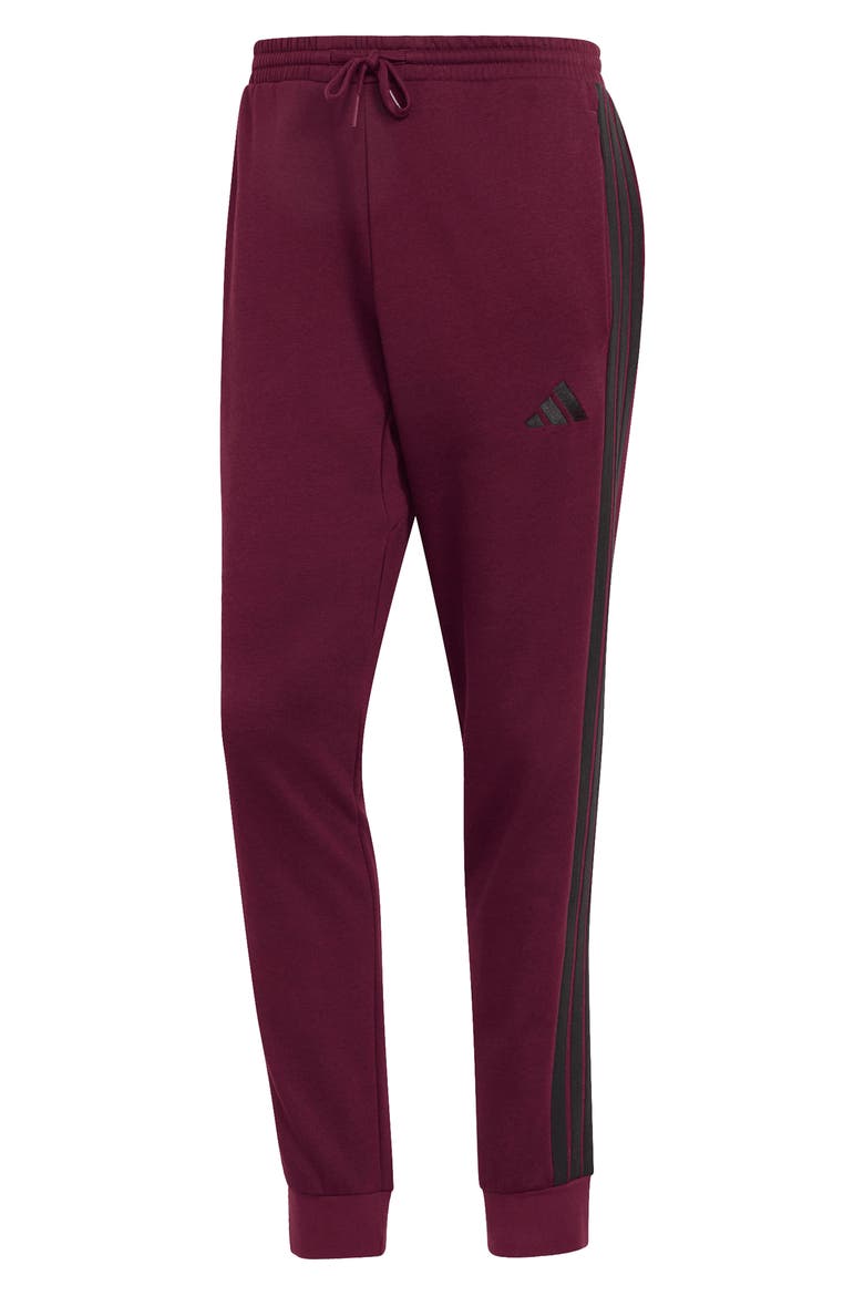 Essentials 3-Stripes Fleece Joggers, Alternate, color, MAROON/ BLACK