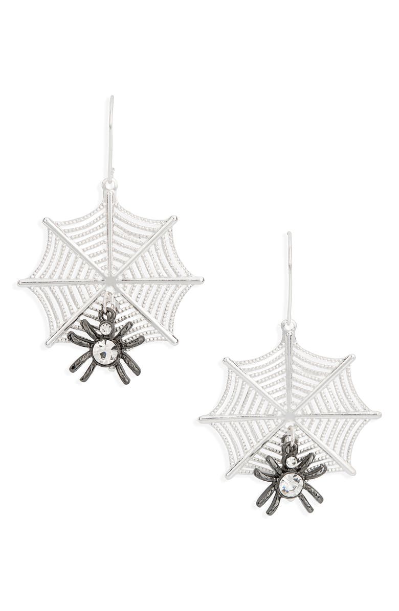 Leith Spiderweb Drop Earrings, Main, color, Black Multi- Silver