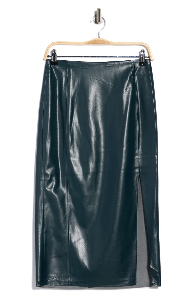 T Tahari Faux Leather Slit Pencil Skirt, Alternate, color, Evening Pine