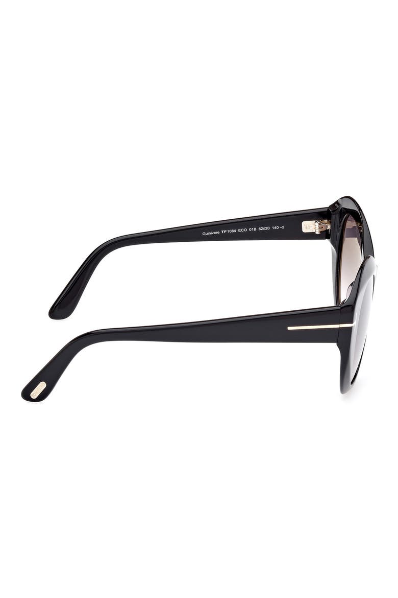 Guinivere 52mm Round Sunglasses, Alternate, color, SHINY BLACK / GRADIENT SMOKE
